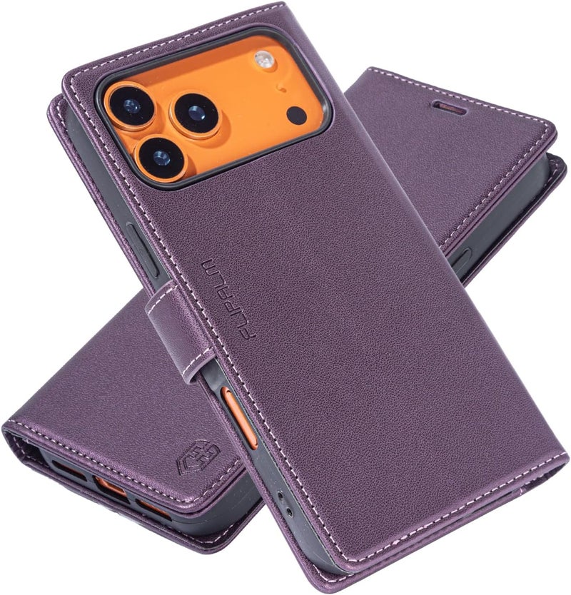 FLIPALM Wallet Case for iPhone 17 Pro Max with Credit Card Holder,PU Leather Folio Flip Kickstand Protective Shockproof Cover for Apple 17 Pro Max Phone Case (Purple, for iPhone 17 Pro Max - 6.9'') - Image 3